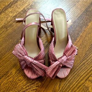 Bow Metallic Blush Sandal Heels